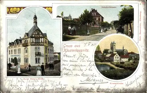 Ak Bad Klosterlausnitz, Hotel Herzog Ernst, Klosterkirche, Bahnhofstraße