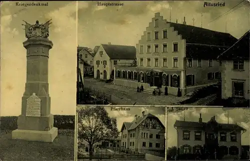 Ak Altusried im Allgäu, Kriegerdenkmal, Hauptstraße, Pfarrhaus