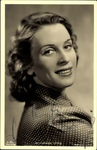 Ak Schauspielerin Anneliese Uhlig, Portrait, Autogramm