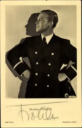 Ak Schauspieler Gustav Fröhlich, Ross Verlag 2023/2, Portrait, Uniform, Autogramm