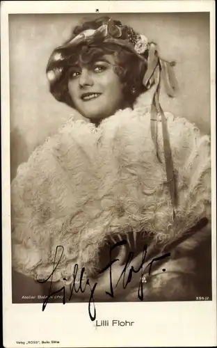 Ak Schauspielerin Lilli Flohr, Portrait, Fächer, Autogramm