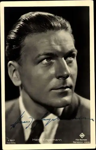 Ak Schauspieler Heinz Engelmann, Portrait, Ufa Film, Autogramm