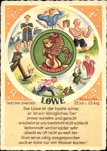Künstler Ak Sternzeichen Löwe, Leo, 23. Juli bis 22. August