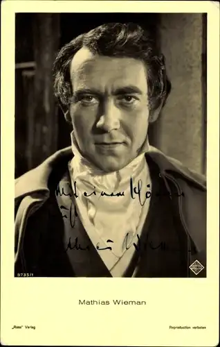 Ak Schauspieler Mathias Wieman, Portrait, Ross Verlag Nr. 8735/1, Autogramm