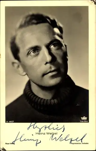 Ak Schauspieler Heinz Welzel, Portrait, Autogramm