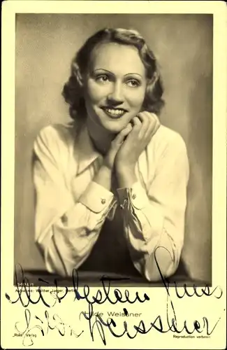 Ak Schauspielerin Hilde Weissner, Portrait, Autogramm