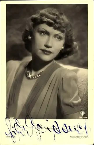 Ak Schauspielerin Hilde Weissner, Portrait, Autogramm
