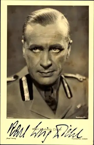 Ak Schauspieler Karl Ludwig Diehl, Portrait in Uniform, Ross Verlag 9980 1, Autogramm