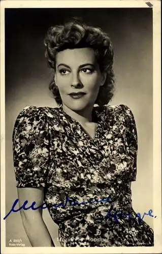 Ak Schauspielerin Marianne Hoppe, Portrait, Autogramm