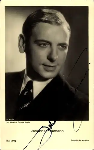 Ak Schauspieler Johannes Riemann, Portrait, Ross Verlag, Autogramm