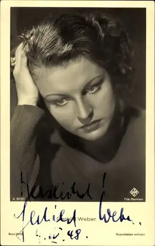 Ak Schauspielerin Gerhild Weber, Portrait, Autogramm