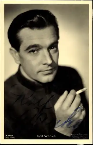 Ak Schauspieler Rolf Wanka, Portrait mit Zigarette, Autogramm