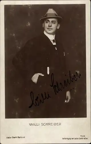 Ak Schauspieler Willi Schreiber, Portrait, Autogramm