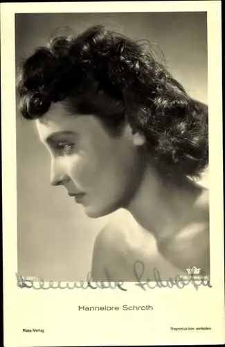 Ak Schauspielerin Hannelore Schroth, Portrait, Ross A 2857 1, Autogramm