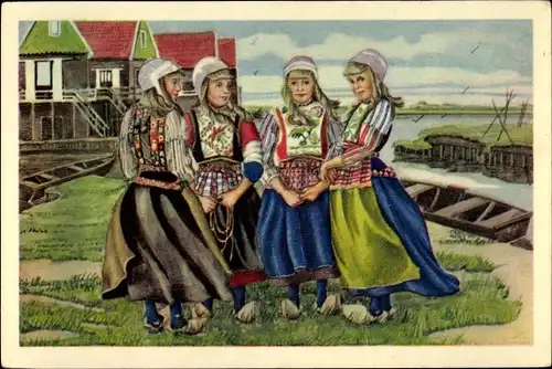 Künstler Ak Niederlande, Mädchen in Tracht
