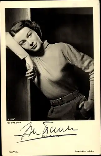 Ak Schauspielerin Ilse Werner, Portrait, Ross 3377/1, Autogramm