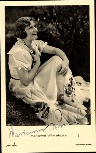 Ak Schauspielerin Marianne Winkelstern, Portrait, Ross Verlag 5913 1, Autogramm