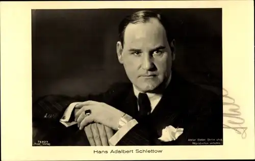 Ak Schauspieler Hand Adalbert Schlettow, Portrait