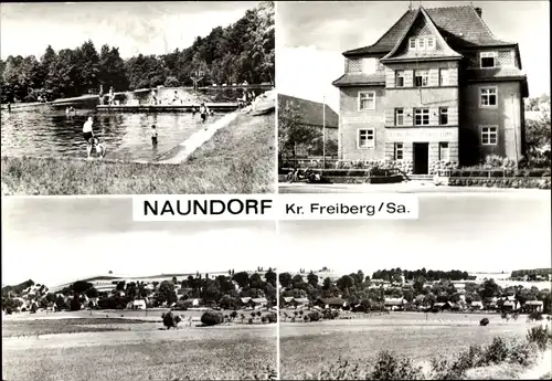 Ak Naundorf bei Freiberg Bobritzsch Hilbersdorf Sachsen, Schwimmbad, Panorama, Freibad