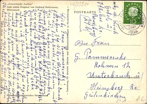 Künstler Ak Bettermann, G., Itzehoe in Schleswig Holstein, Zementwerke Itzehoe