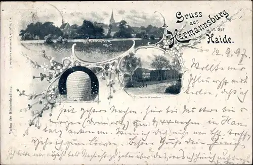 Ak Hermannsburg Südheide Niedersachsen, Lüneburger Heide, Bienenstock, Ortschaft