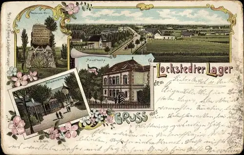 Litho Lockstedt Schleswig Holstein, Lager, Panorama, Walderseestein, Hauptwache, Offizierskasino