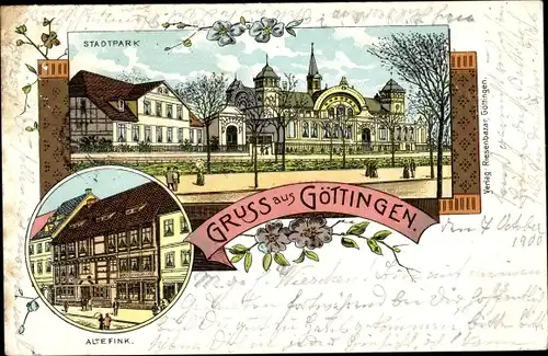 Litho Göttingen in Niedersachsen, Stadtpark, Geschäftshaus Alte Fink