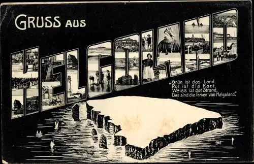 Buchstaben Ak Nordseeinsel Helgoland, Gesamtansicht, Teilansichten