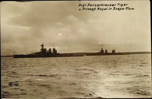 Ak Britische Kriegsschiffe, HMS Tiger, Princess Royal, Panzerkreuzer, Scapa Flow