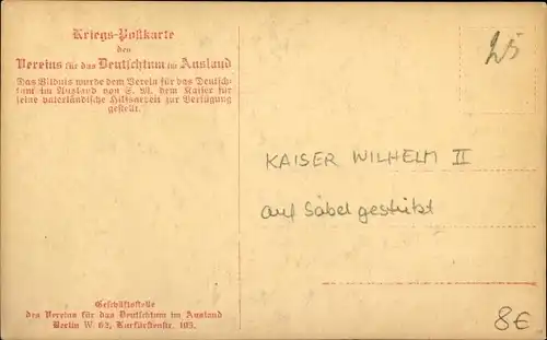 Ak Kaiser Wilhelm II., Standportrait, Uniform, Säbel, Novitas 49 28