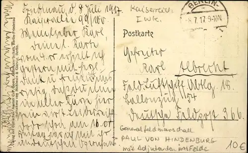 Ak Generalfeldmarschall Paul von Hindenburg, Portrait, Soldat