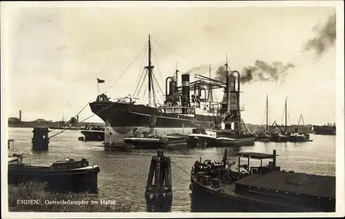 Ak Emden in Ostfriesland, Getreidedampfer Barrhill im Hafen