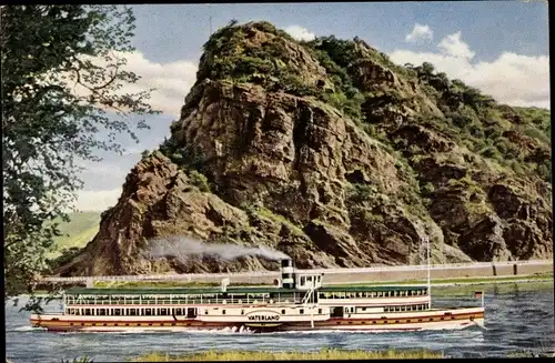 Ak Sankt Goarshausen am Rhein, Loreley, Dampfer MS Vaterland