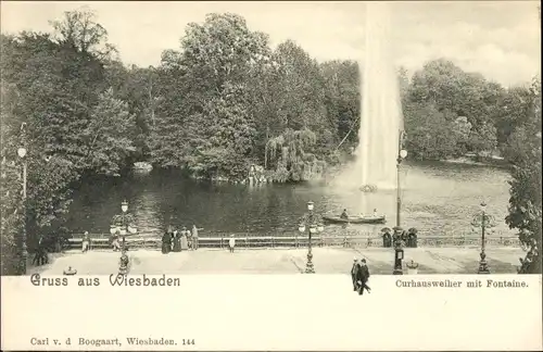 Ak Wiesbaden in Hessen, Kurhausweiher, Fontaine