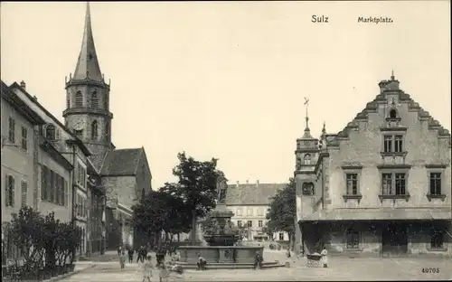 Ak Soultz Sulz Elsass Haut Rhin, Marktplatz