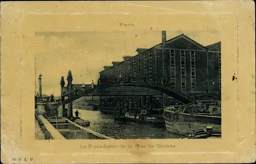 Präge Ak Paris I Louvre, Die Zugbrücke der Rue de Crimee