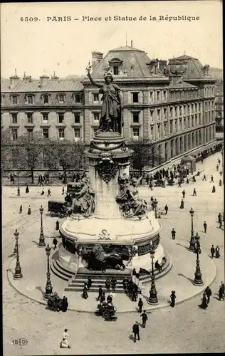 Ak Paris III, Place de la République, Statue