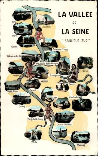 Ak Combs la Ville Seine et Marne, Das Seine-Tal, Südliche Vororte, Ablon, Brunoy, Yerres, Ivry