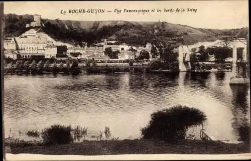 Ak La Roche Guyon Val d’Oise, Panorama, Seine