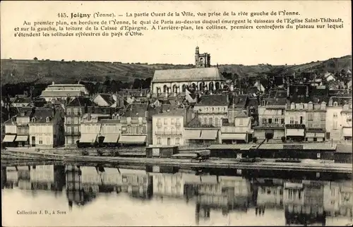 Ak Joigny Yonne, La partie Ouest de la Ville, vue prise de la rive gauche de l'Yonne