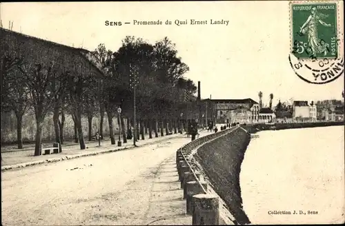 Ak Sens Yonne, Promenade du Quai Ernest Landry