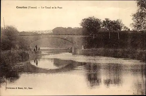 Ak Courlon Yonne, Kanal, Brücke