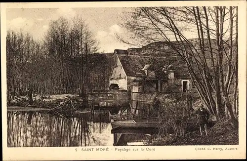 Ak Saint Moré Yonne, Paysage sur la Cure