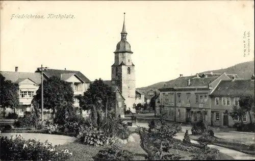 Ak Friedrichroda im Thüringer Wald, Kirchplatz