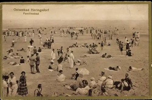 Ak Ostseebad Heringsdorf auf Usedom, Familienbad, Badegäste