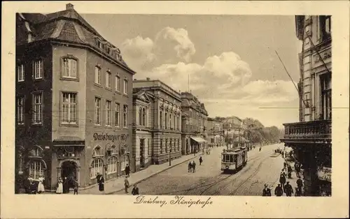 Ak Duisburg im Ruhrgebiet, Königstraße, Straßenbahn