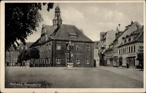 Ak Ronneburg in Thüringen, Rathaus und Stadtsparkasse, Geschäfte