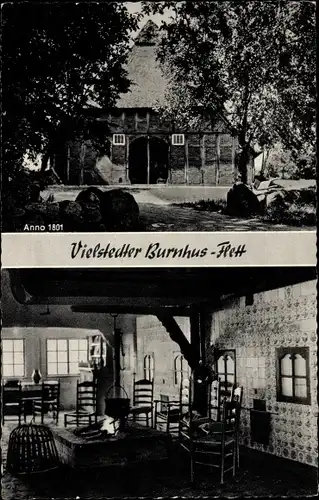 Ak Vielstedt Hude in Oldenburg, Burnhus-Flett, Strackerjans Gasthof, Bauernhaus, Innenansicht