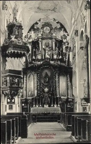 Ak Weihenlinden Bruckmühl in Oberbayern, Wallfahrtskirche, Inneres