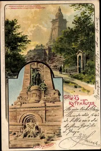 Künstler Litho Spindler, Erwin, Kyffhäuserland Thüringen, Nationaldenkmal, Gedenkstein Dt. Studenten